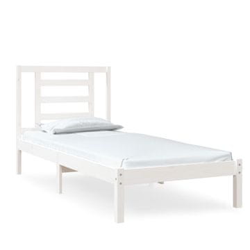 Vidaxl Posteljni okvir bel iz trdnega lesa 75x190 cm
