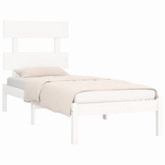 Vidaxl Posteljni okvir bel iz trdnega lesa 100x200 cm