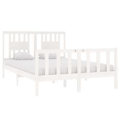 Vidaxl Posteljni okvir bel iz trdnega lesa 140x190 cm