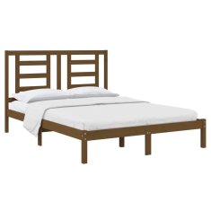 Vidaxl Posteljni okvir medeno rjav iz trdne borovine 135x190 cm 4FT6