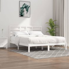 Vidaxl Posteljni okvir bel iz trdnega lesa 200x200 cm