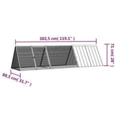 shumee Kletka za zajce antracit 302,5x80,5x71 cm pocinkano jeklo