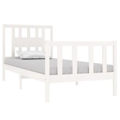 Vidaxl Posteljni okvir bel iz trdnega lesa 90x190 cm 3FT