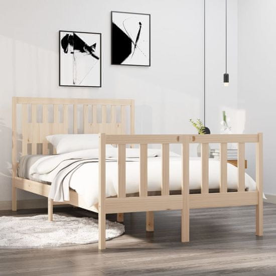 Vidaxl Posteljni okvir iz trdnega lesa 120x190 cm 4FT