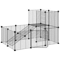 Vidaxl Ograda za hišne ljubljenčke z 20 paneli črna 35x35 cm jeklo
