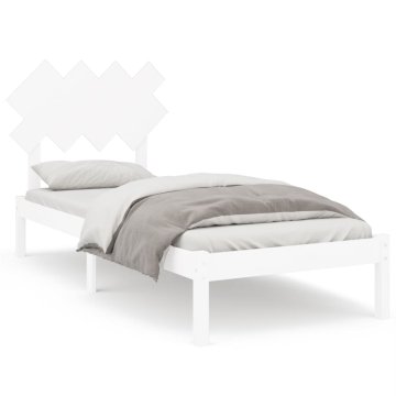 Vidaxl Posteljni okvir bel 90x200 cm trden les