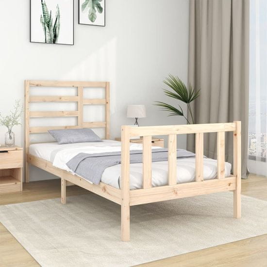 Vidaxl Posteljni okvir iz trdnega lesa 75x190 cm 2FT6