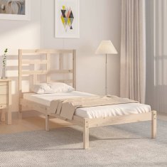 Vidaxl Posteljni okvir iz trdnega lesa 90x190 cm 3FT