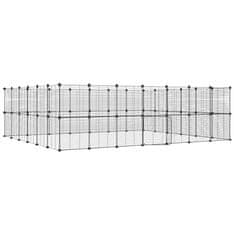 Vidaxl Ograda za hišne ljubljenčke z 52 paneli črna 35x35 cm jeklo
