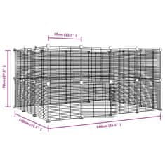 Vidaxl Ograda za hišne ljubljenčke z 28 paneli črna 35x35 cm jeklo