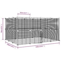 Greatstore Ograda za hišne ljubljenčke z 28 paneli črna 35x35 cm jeklo