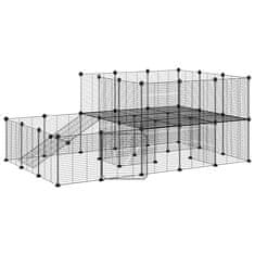 Vidaxl Ograda za hišne ljubljenčke s 44 paneli črna 35x35 cm jeklo