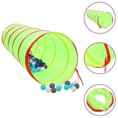Vidaxl Otroški tunel za igranje z 250 žogicami zelen 175 cm poliester