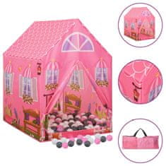 shumee Otroški šotor za igranje z 250 žogicami roza 69x94x104 cm