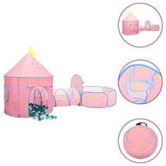 Greatstore Otroški šotor za igranje z 250 žogicami roza 301x120x128 cm