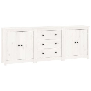Vidaxl Komoda bela 210x35x80 cm trdna borovina