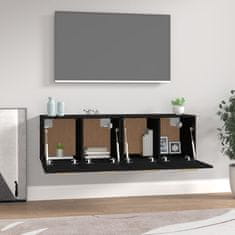 Vidaxl Stenska omarica 2 kosa črn 60x36,5x35 cm inžen. les