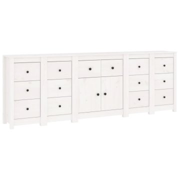 Vidaxl Komoda bela 230x35x80 cm trdna borovina
