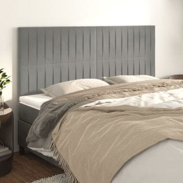 Vidaxl vidaXL Vzglavja za posteljo, 4 kosi, svetlo siva, 100x5x78/88 cm, žamet