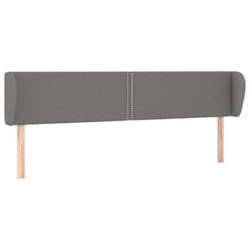 Vidaxl Vzglavje z ušesi temno sivo 203x23x78/88 cm blago