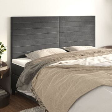 Vidaxl vidaXL Vzglavja za posteljo, 4 kosi, temno siva, 90x5x78/88 cm, žamet