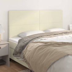 Vidaxl Posteljno vzglavje 4 kosa krem 80x5x78/88 cm umetno usnje