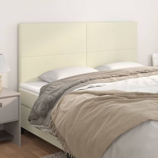 Vidaxl Posteljno vzglavje 4 kosa krem 80x5x78/88 cm umetno usnje