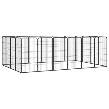 Vidaxl Pasja ograda z 20 paneli črna 50x100 cm prašno barvano jeklo