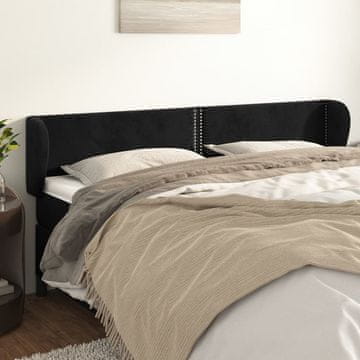 Vidaxl vidaXL Vzglavnik s krilci, črn, 203x23x78/88 cm, žamet