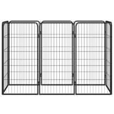 Greatstore Pasja ograda z 8 paneli črna 50x100 cm prašno barvano jeklo