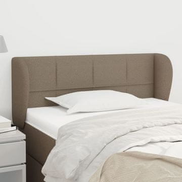 Vidaxl vidaXL Vzglavje postelje s krilci, sivo-rjavo, 103x23x78/88 cm, blago