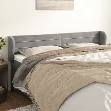 Vidaxl vidaXL Vzglavnik s krilci svetlo siv 183x23x78/88 cm žamet