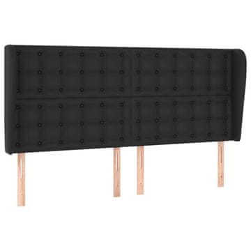 Vidaxl Vzglavje z ušesi črno 163x23x118/128 cm umetno usnje