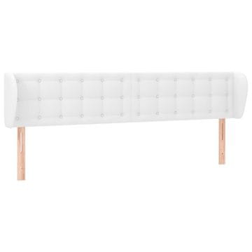 Vidaxl Vzglavje z ušesi belo 203x23x78/88 cm umetno usnje