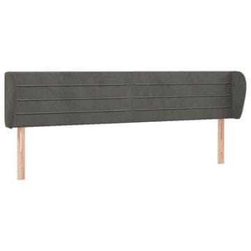 Vidaxl Vzglavje z ušesi temno sivo 203x23x78/88 cm žamet