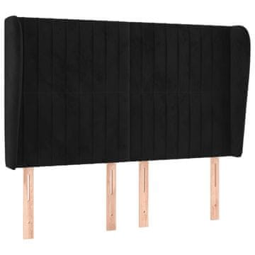 Vidaxl Vzglavje z ušesi črno 147x23x118/128 cm žamet