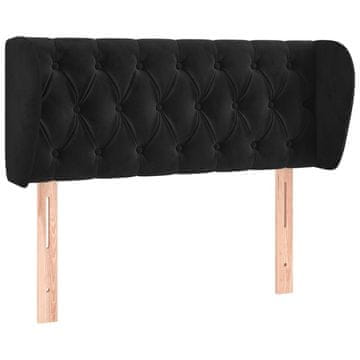 Vidaxl Vzglavje z ušesi črno 103x23x78/88 cm žamet