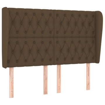 Vidaxl Vzglavje z ušesi temno rjavo 147x23x118/128 cm blago