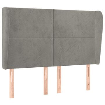Vidaxl Vzglavje z ušesi svetlo sivo 147x23x118/128 cm žamet