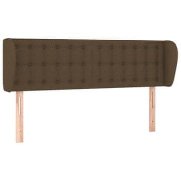 Vidaxl Vzglavje z ušesi temno rjavo 147x23x78/88 cm blago