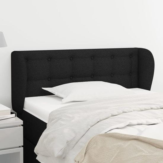 Vidaxl Vzglavje z ušesi črn 103x23x78/88 cm blago
