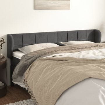 Vidaxl vidaXL Vzglavje s krilci temno sivo 163x23x78/88 cm žamet