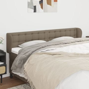 Vidaxl vidaXL Vzglavje postelje s krilci, sivo-rjavo, 183x23x78/88 cm, blago