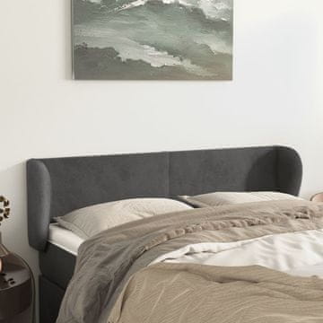 Vidaxl vidaXL Vzglavje s krilci temno sivo 147x23x78/88 cm žamet