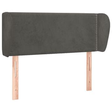 Vidaxl Vzglavje z ušesi temno sivo 103x23x78/88 cm žamet