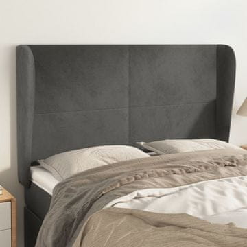 Vidaxl vidaXL Vzglavje s krilci temno sivo 147x23x118/128 cm žamet