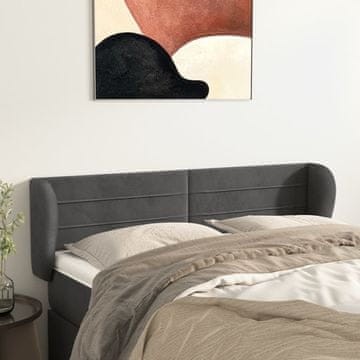 Vidaxl vidaXL Vzglavje s krilci temno sivo 147x23x78/88 cm žamet