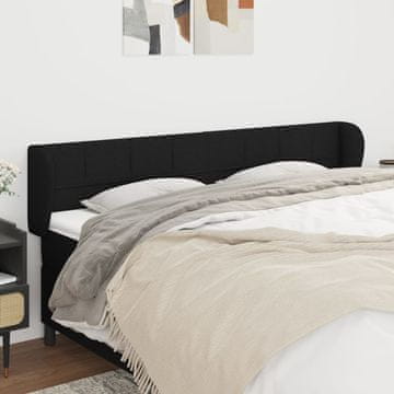 Vidaxl vidaXL Vzglavnik s krilci, črne barve 163x23x78/88 cm, blago