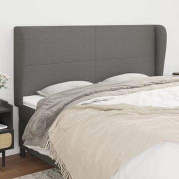 Vidaxl vidaXL Vzglavnik s krilci temno siv 163x23x118/128 cm blago
