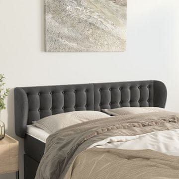 Vidaxl vidaXL Vzglavje s krilci temno sivo 147x23x78/88 cm žamet